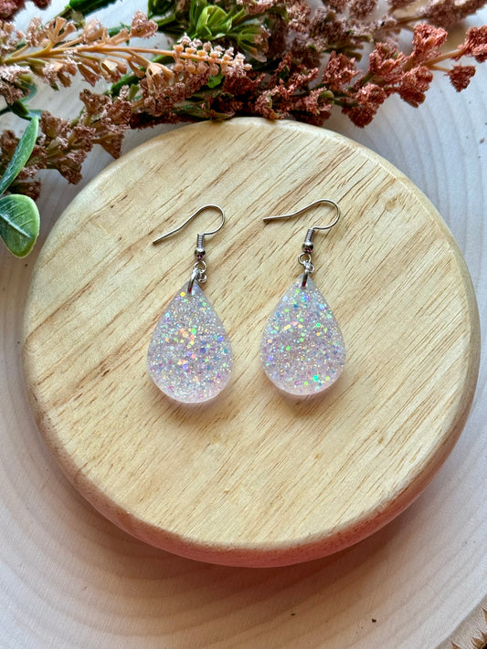 Holo Glitter Mini Teardrop Resin Earring