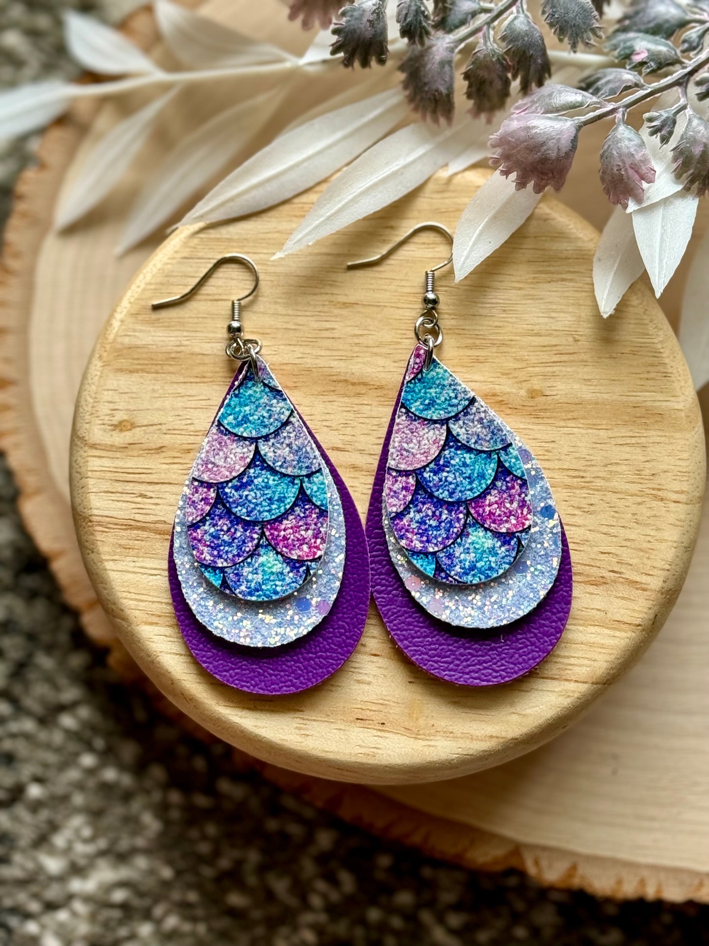 Mermaid Scale Teardrop Earrings