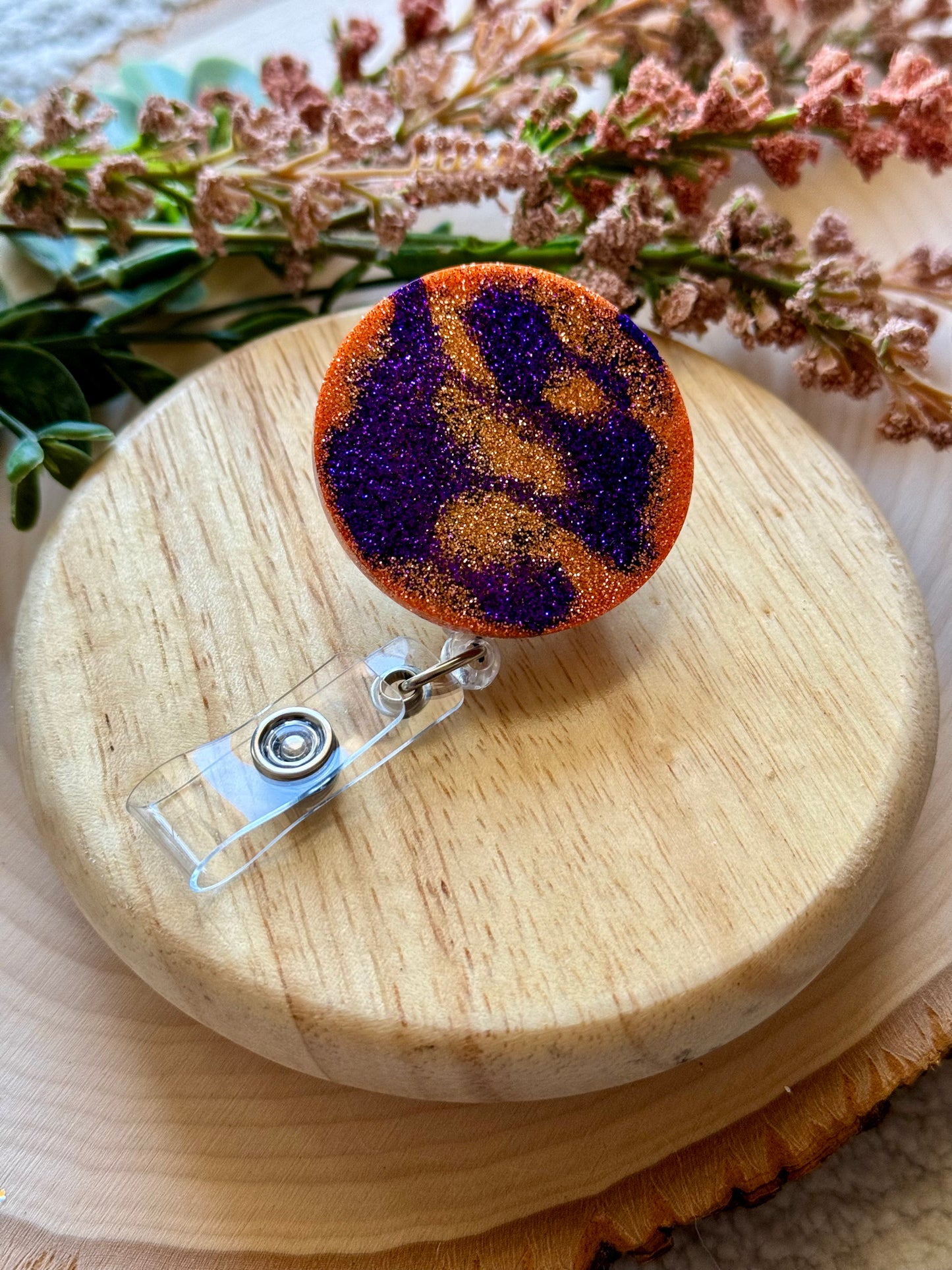 Tiger Swirl Resin Badge Reel