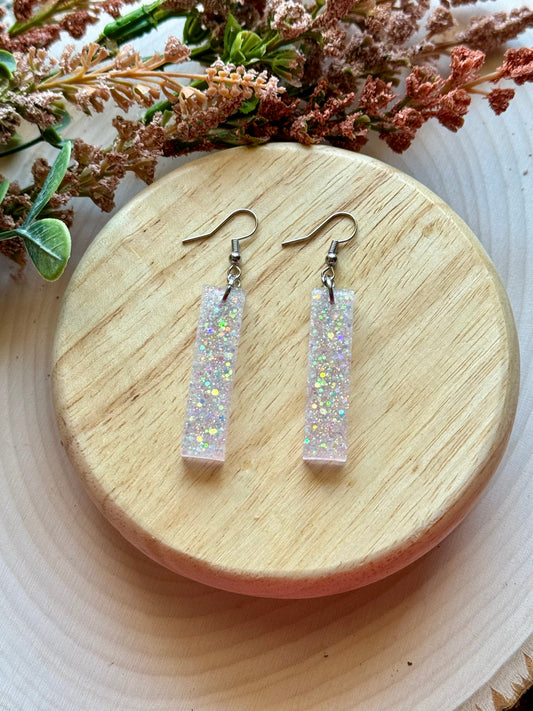 Holo Glitter Bar Dangle Resin Earrings