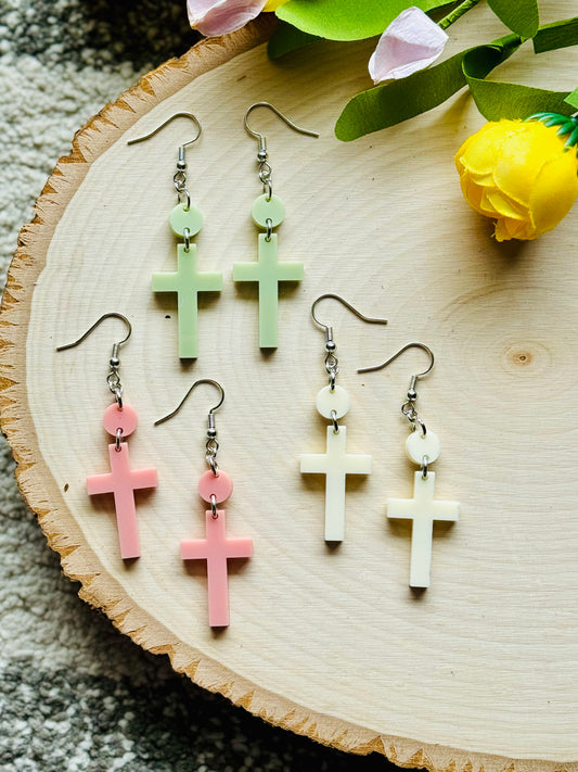 Cross Acrylic Earrings