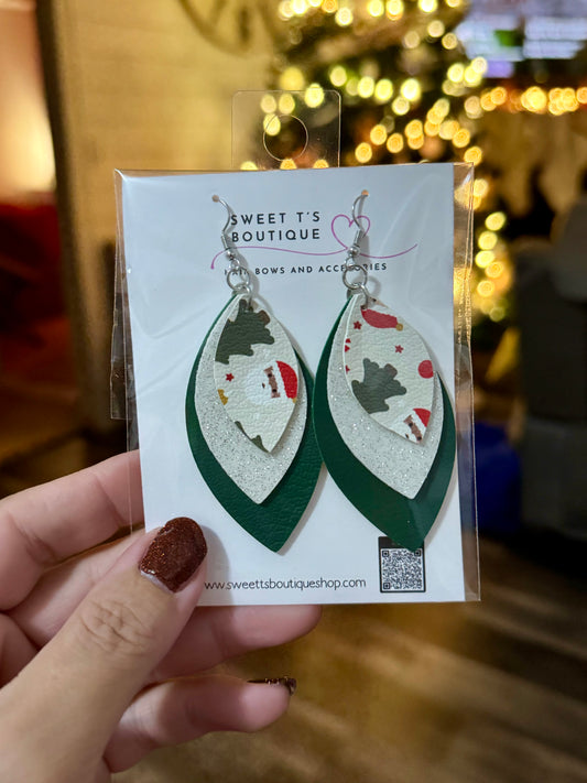 Santa Tree Leaf Earrings