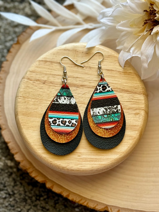 Western Cow Print Teardrop Earrings