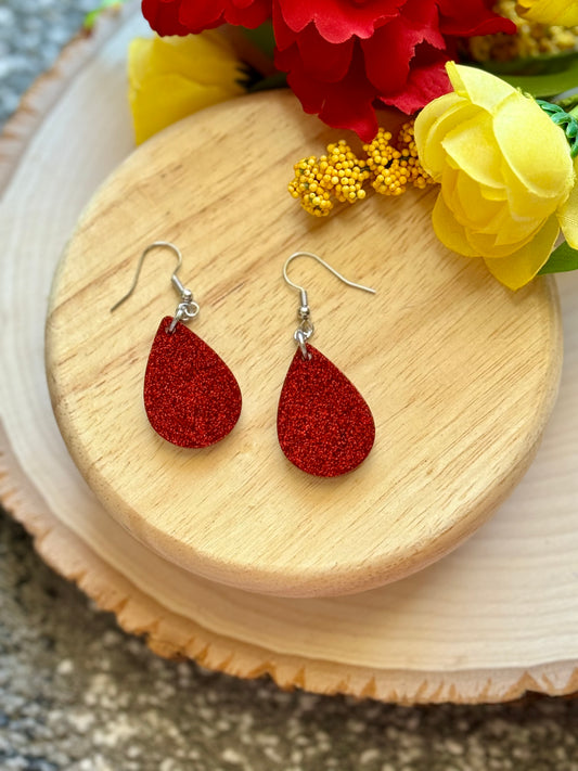 49 Red Mini Teardrop Resin Earrings