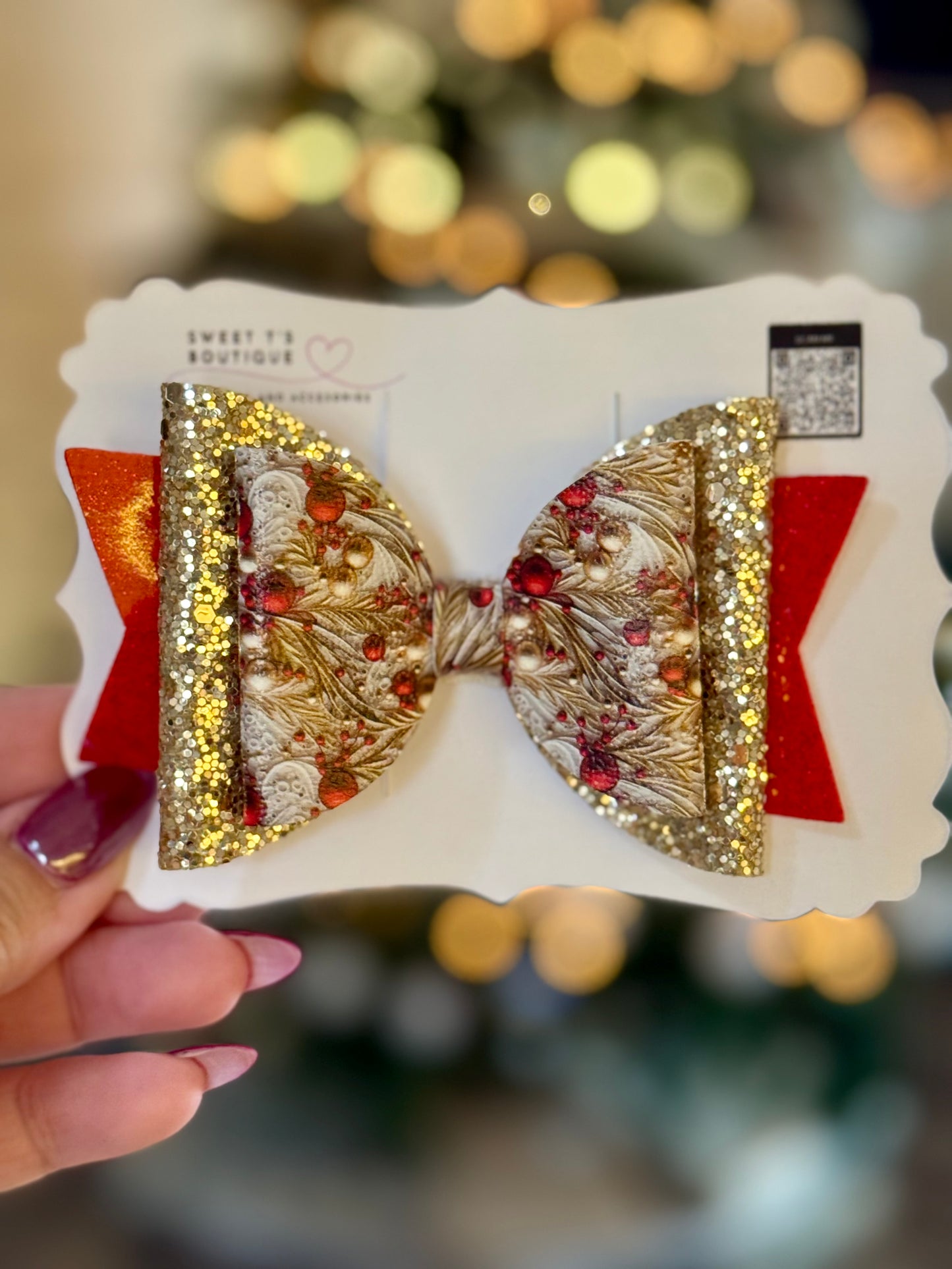 Leather Christmas Bulb Bow