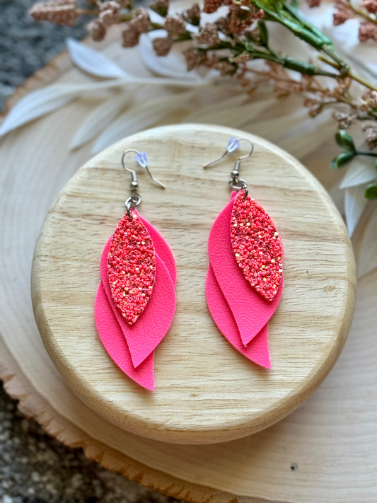 Hot Pink Feather Earrings