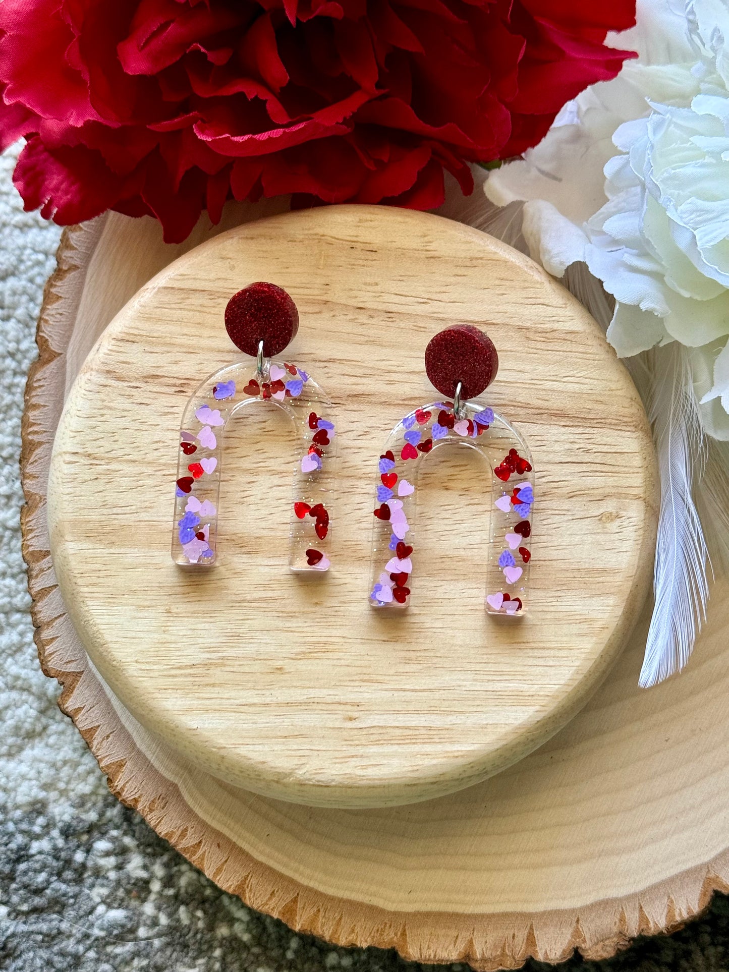 Mix Heart Red Resin Earrings