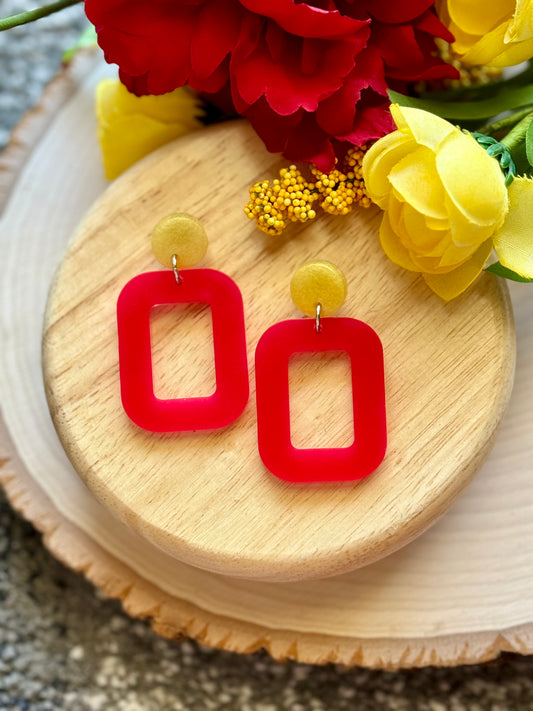 Chief Red and Yellow Resin Earrings