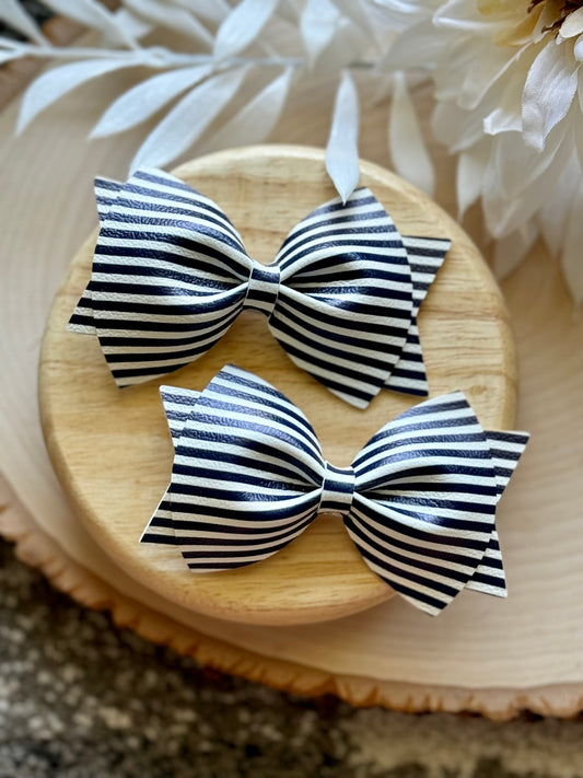 Large Leather Navy Stripe Piggies