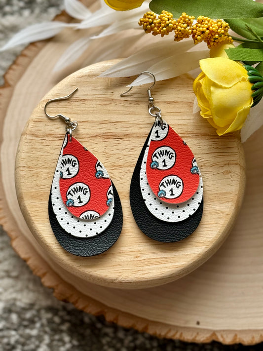 Thing 1 Teardrop Earrings