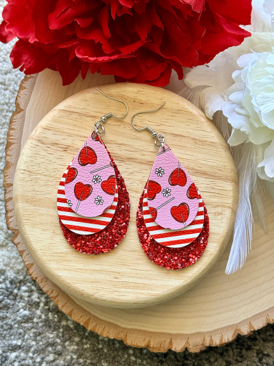 Heart Lollipop Teardrop Earrings