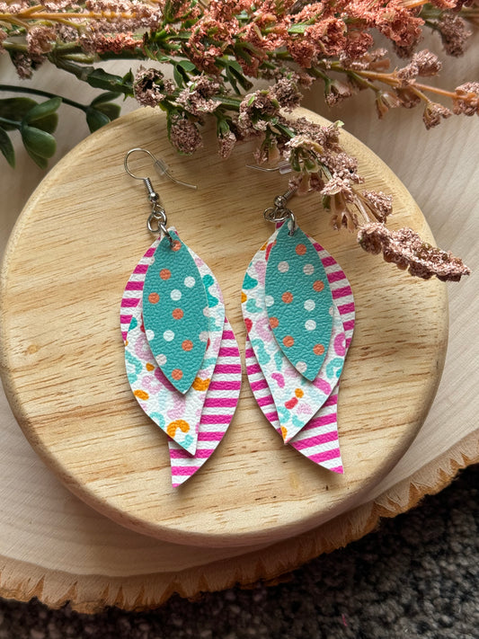 Bright Cheetah Feather Earrings