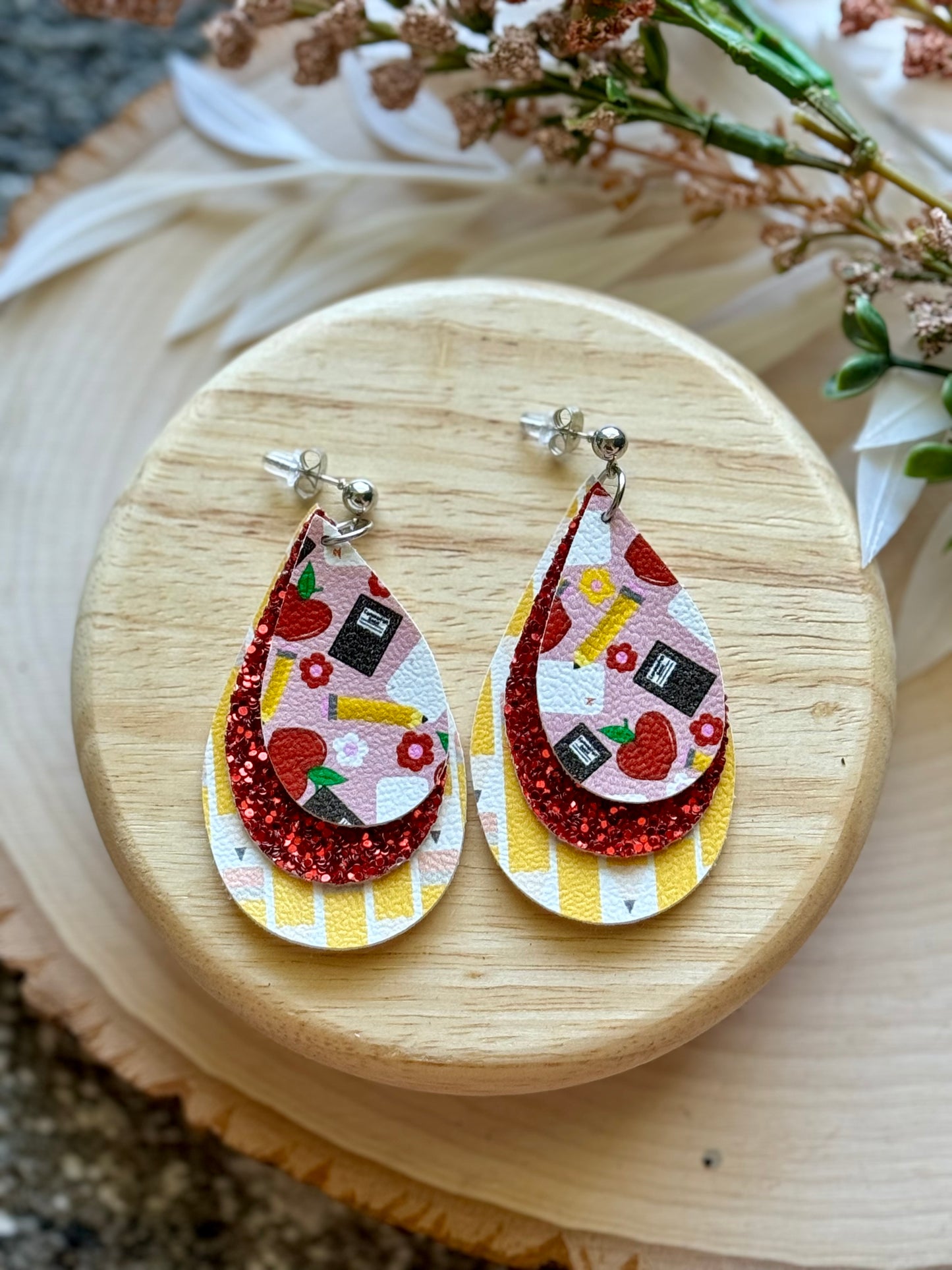 School Stud Teardrop Earrings