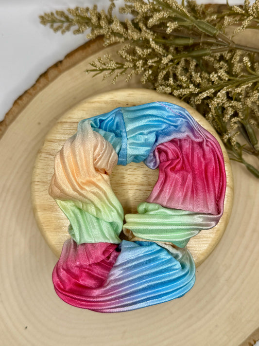 Rainbow Silk Scrunchie