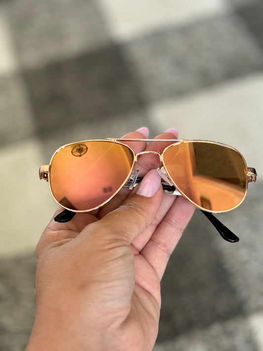 Rose Gold Aviator Kid Sunnies