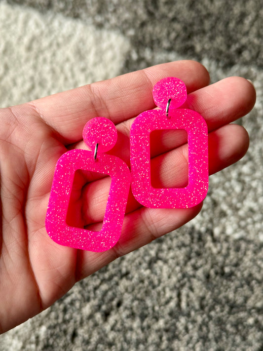 Pink Shimmer Resin Earrings