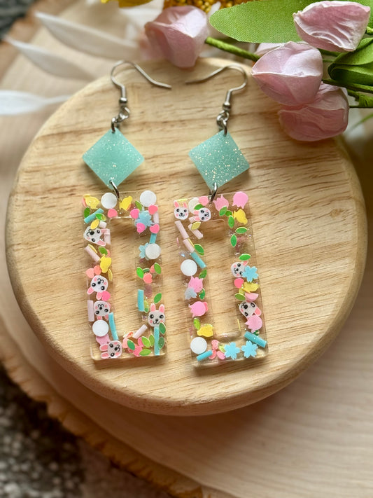 Pastel Bunny Resin Earrings