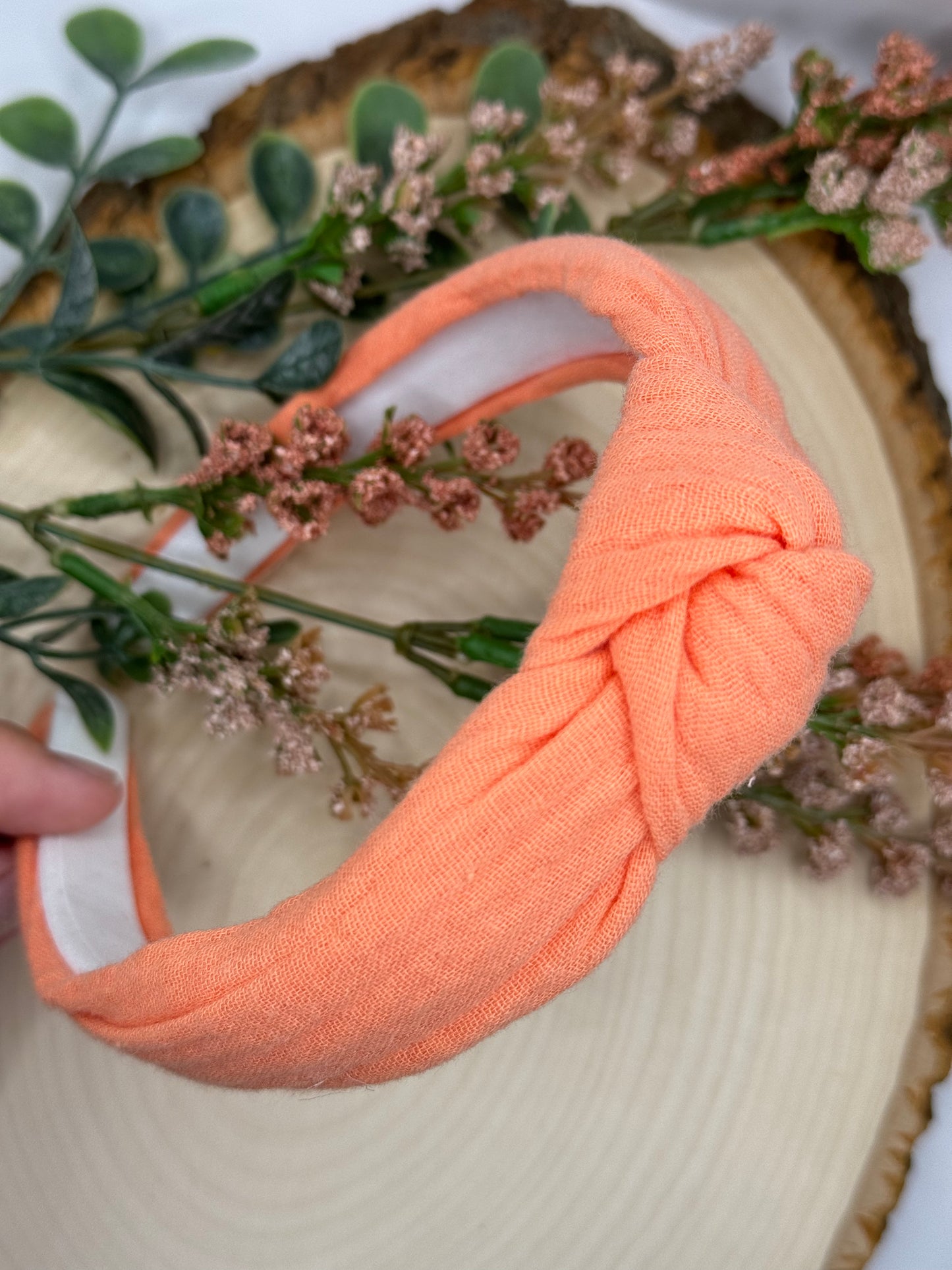 Coral Linen Knotted Headband