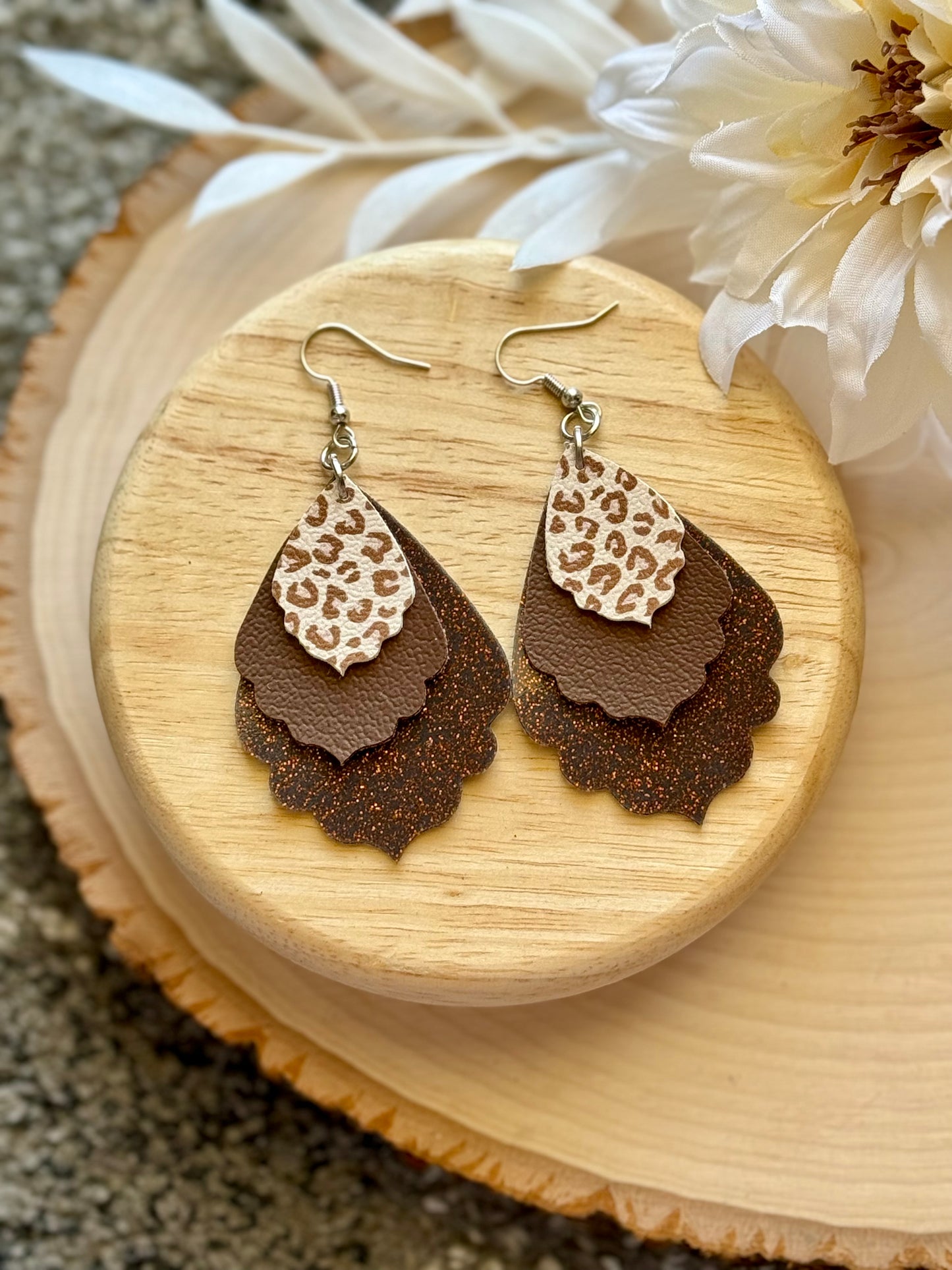 Cheetah Scalloped Earrings