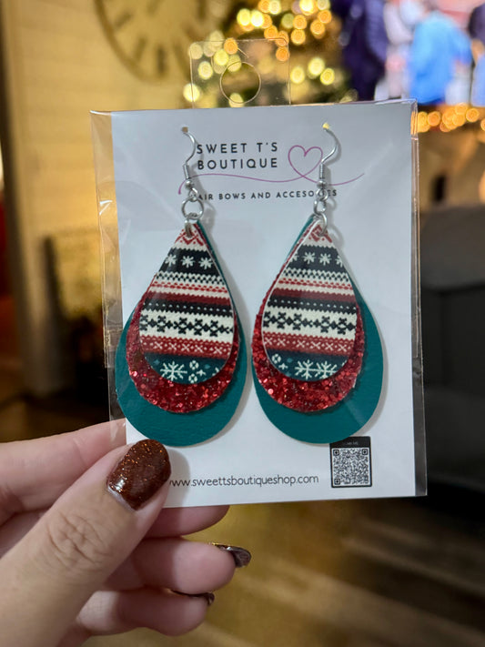 Christmas Sweater Teardrop Earrings