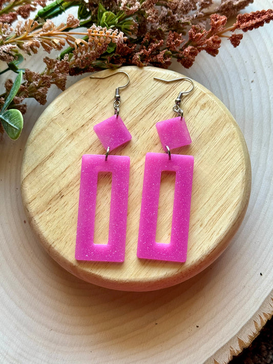 Pink Shimmer Resin Earrings