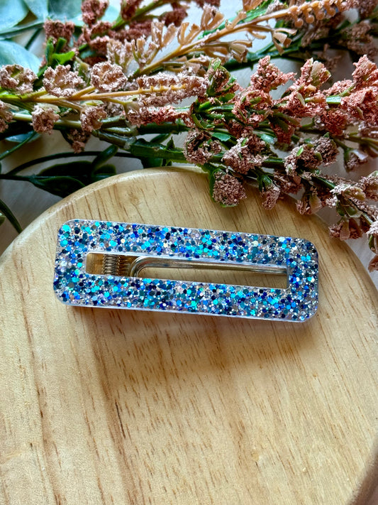 Blue Glitter Resin Clip