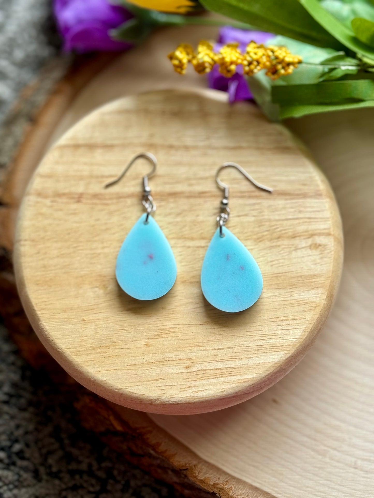 Temp Changing Mini Resin Teardrop Earrings