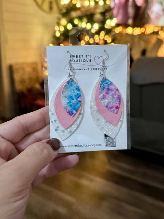 Pastel Snow Leaf Earrings