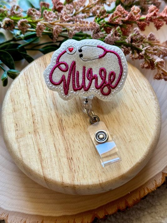 Magenta Nurse Badge Reel