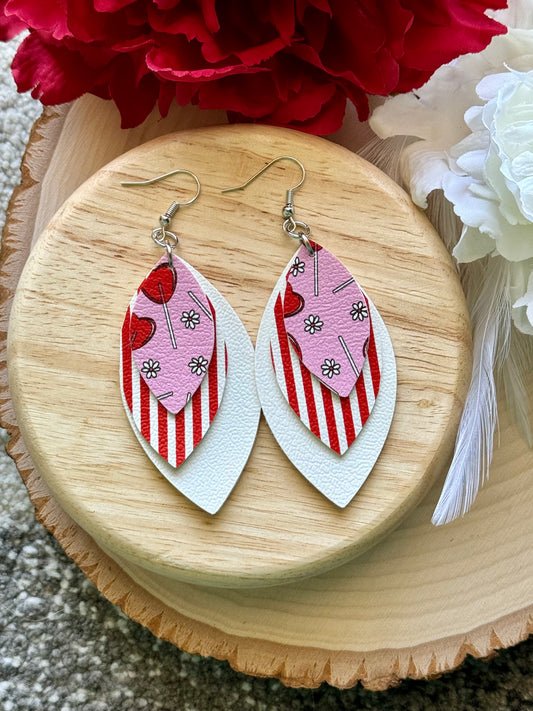 Heart Lollipop Leaf Earrings