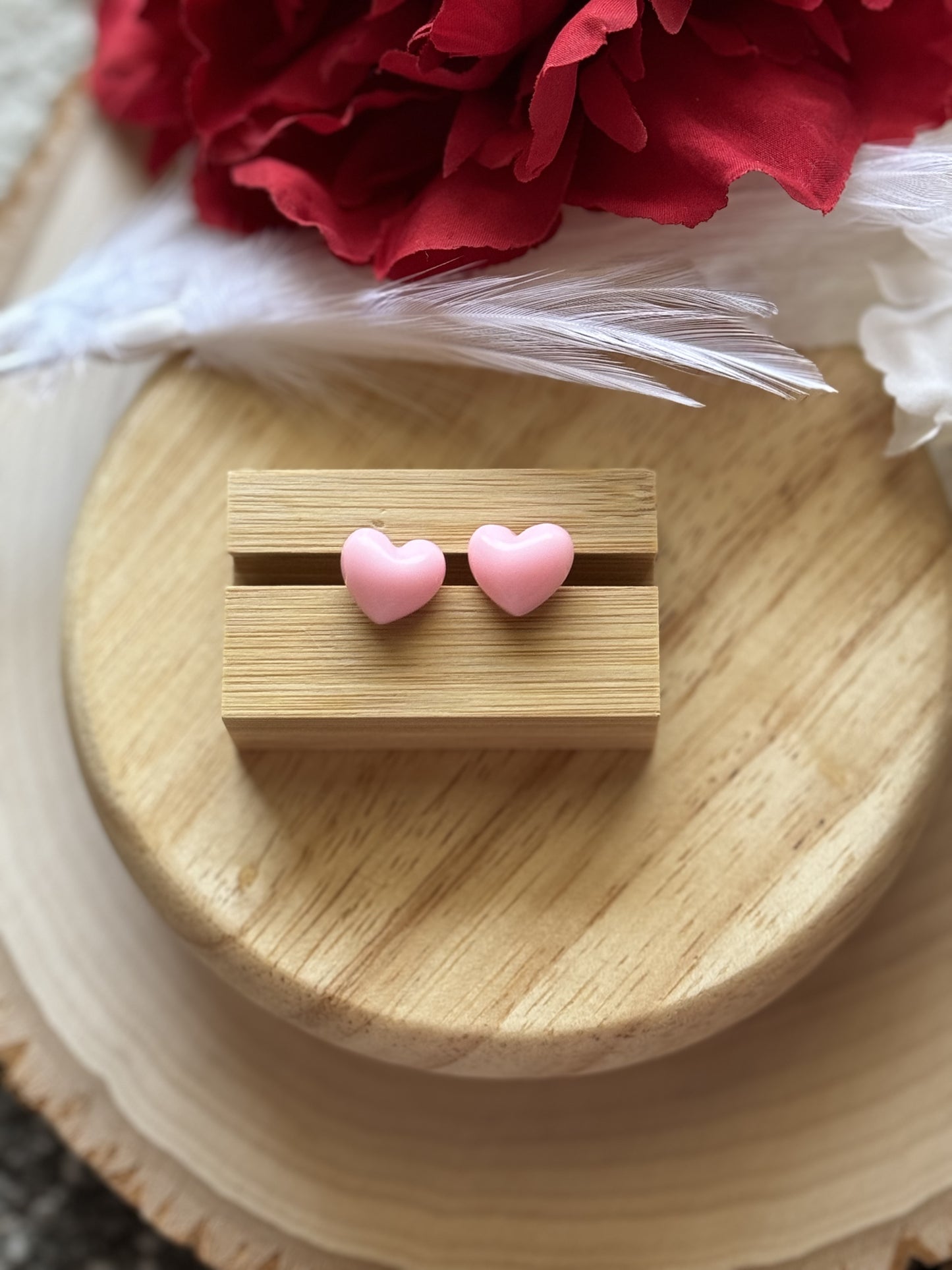 Pink Heart Stud Earrings