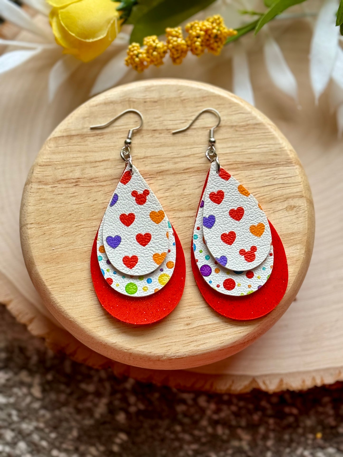 Mouse Rainbow Teardrop Earrings