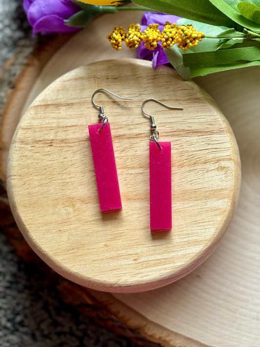 Magenta Bar Resin Earrings