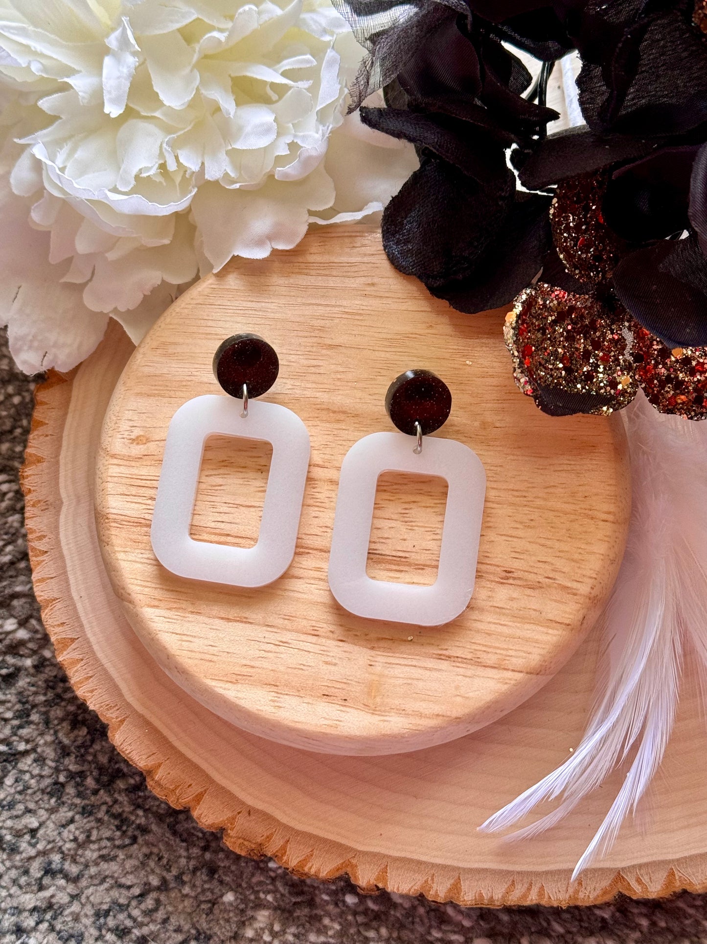 White Resin Earrings