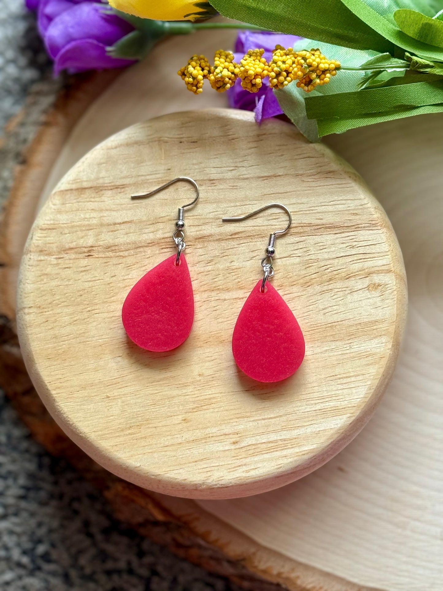 Magenta Mini Resin Earrings