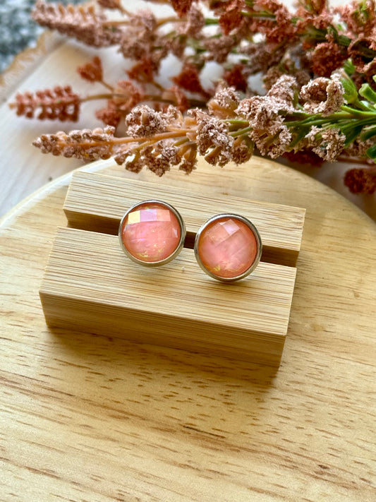 Peach Gem Stud Earrings