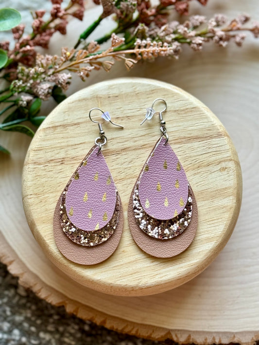 Mauve Rain Teardrop Earrings