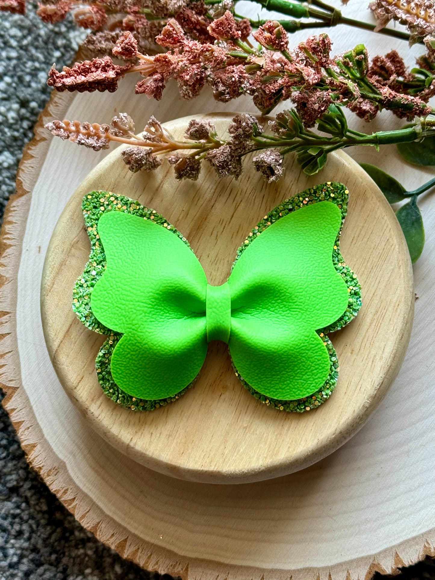 Leather Lime Butterfly Bow