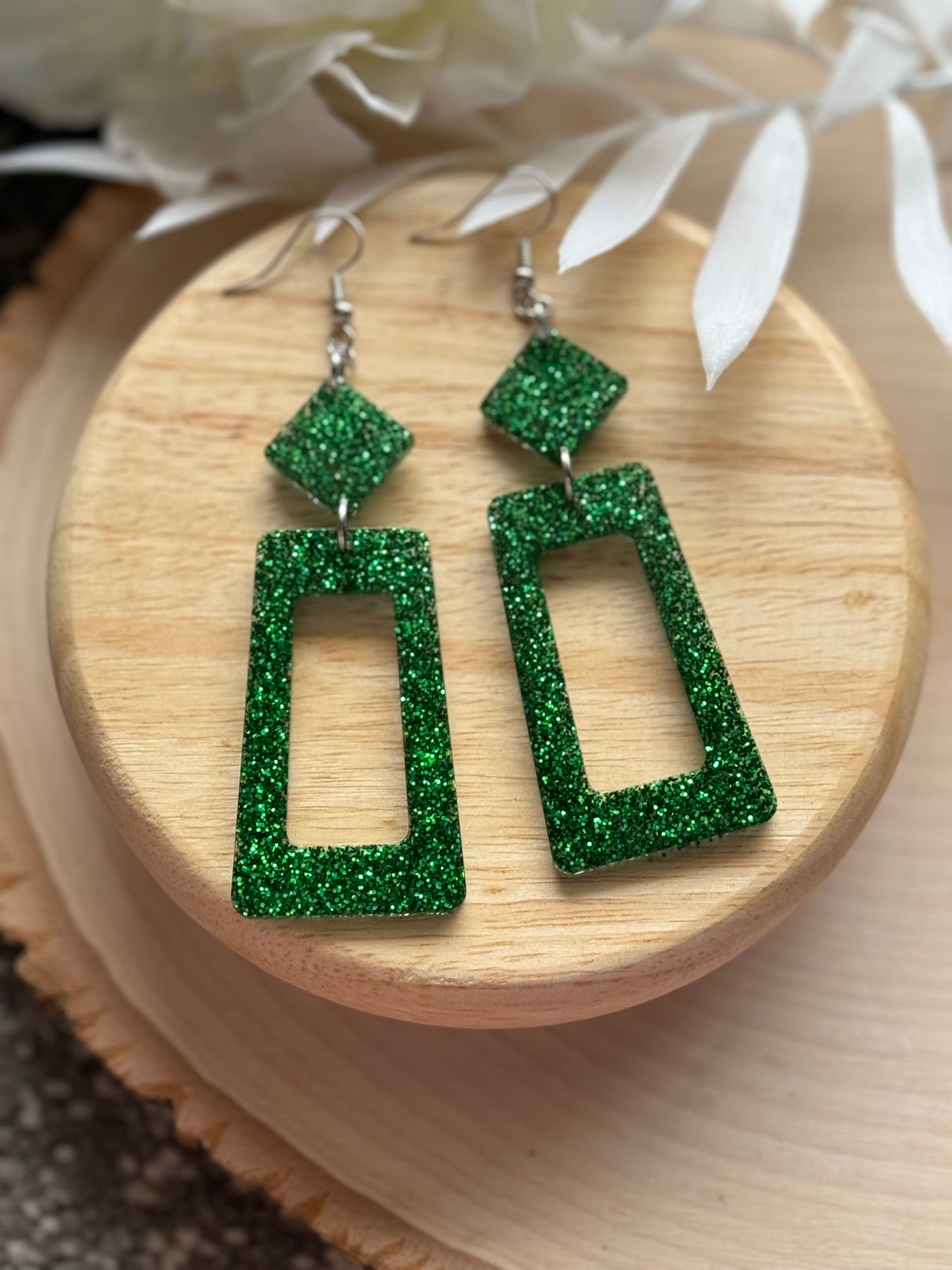 Resin Green Earrings