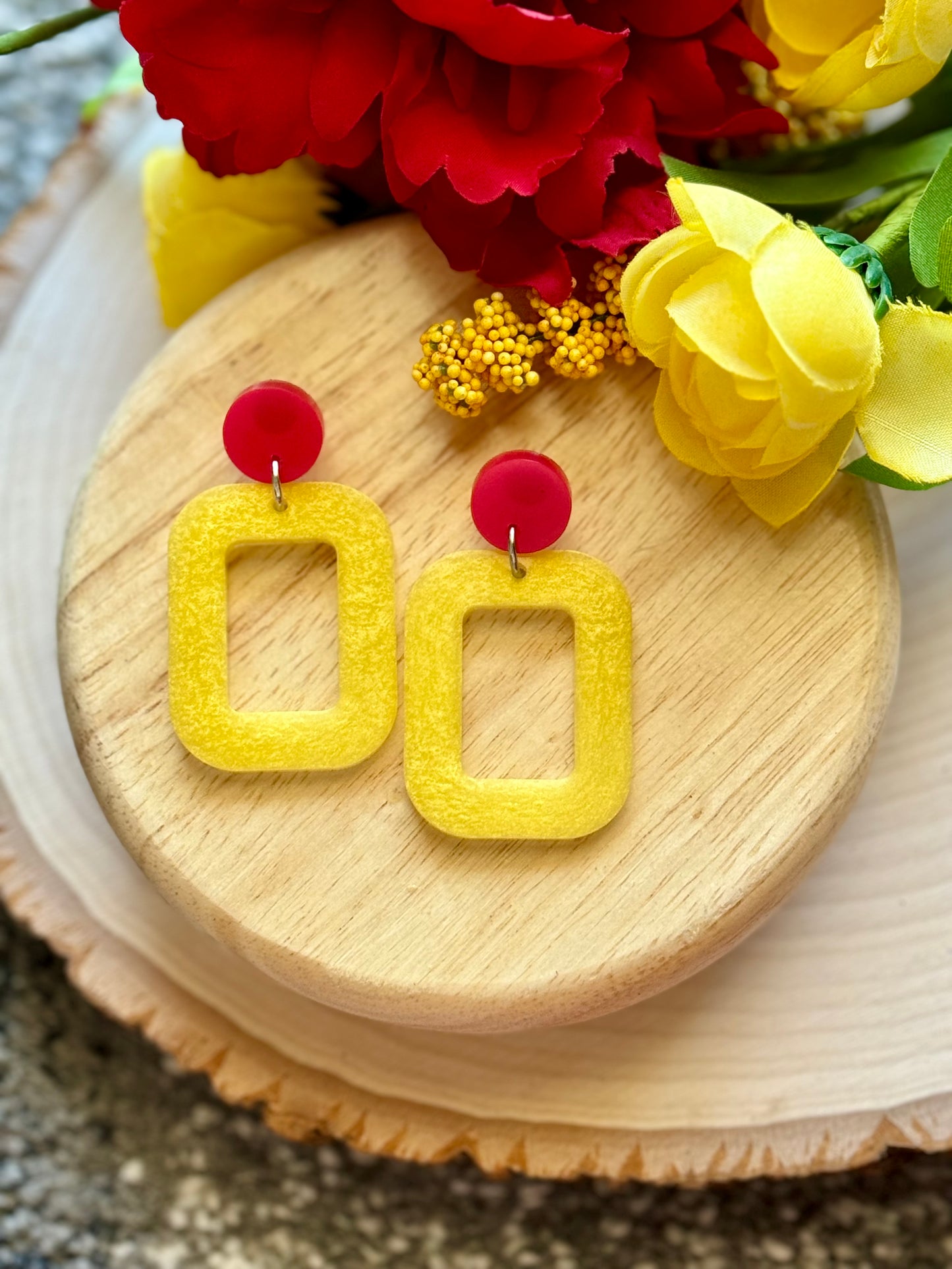 Chief Yellow and Red Resin Earrings