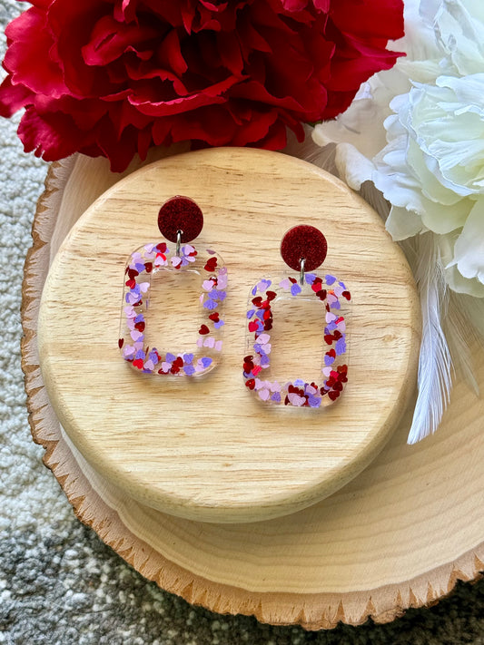 Heart Mix Red Resin Earring