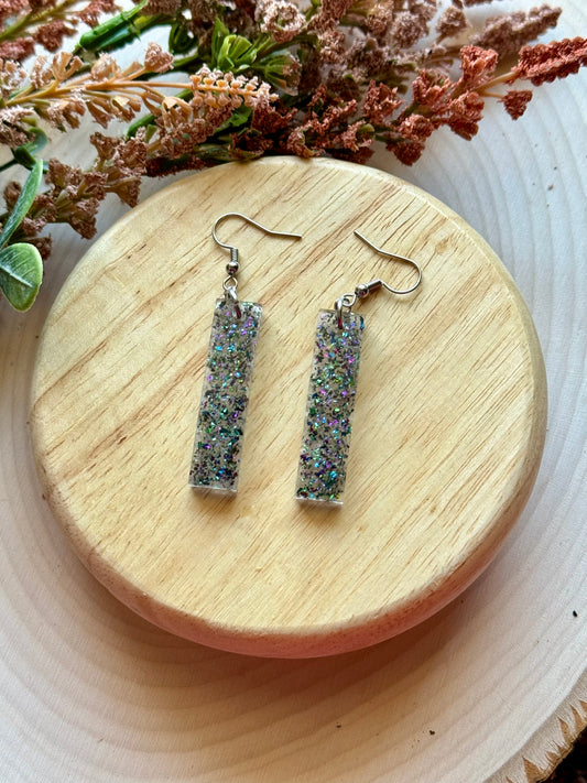 Peacock Bar Dangle Resin Earrings