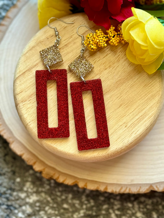 49 Red and Gold Resin Earrings