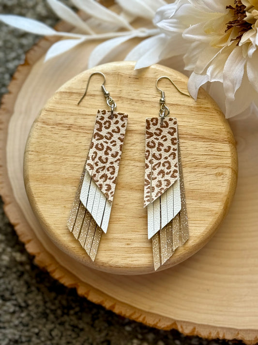 Cheetah Triple Fringe Earrings