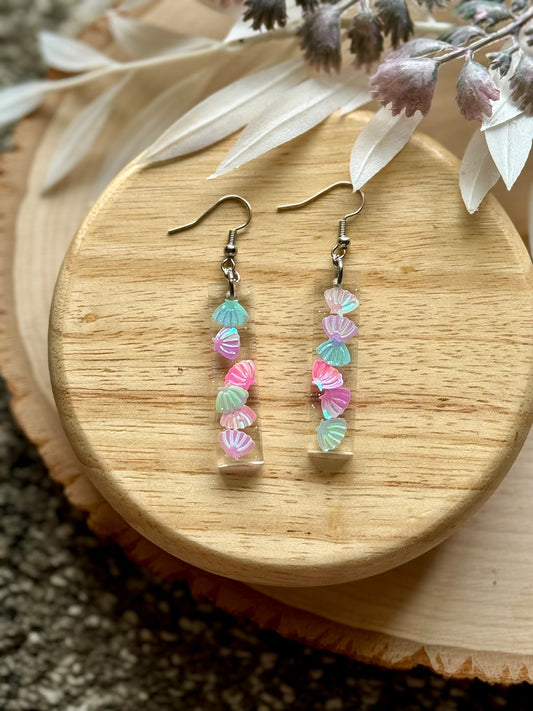 Shell  Resin Bar Dangle Earrings