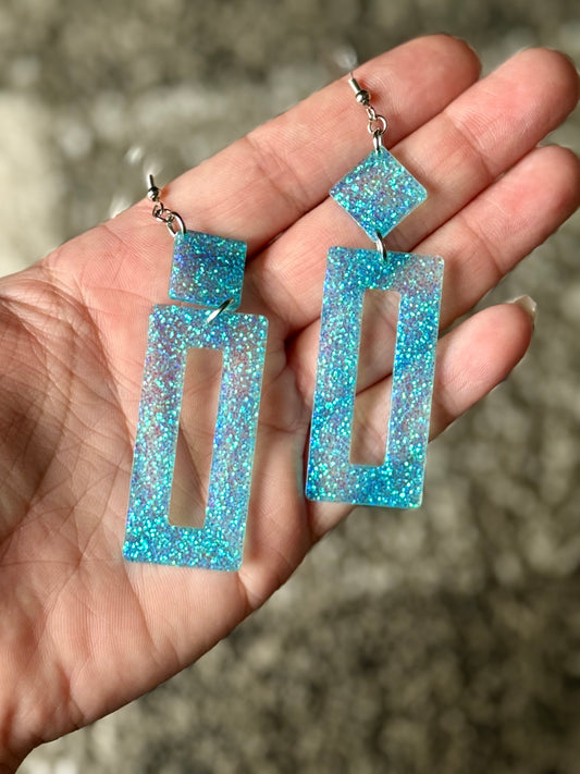 Bubble Blue Resin Earrings