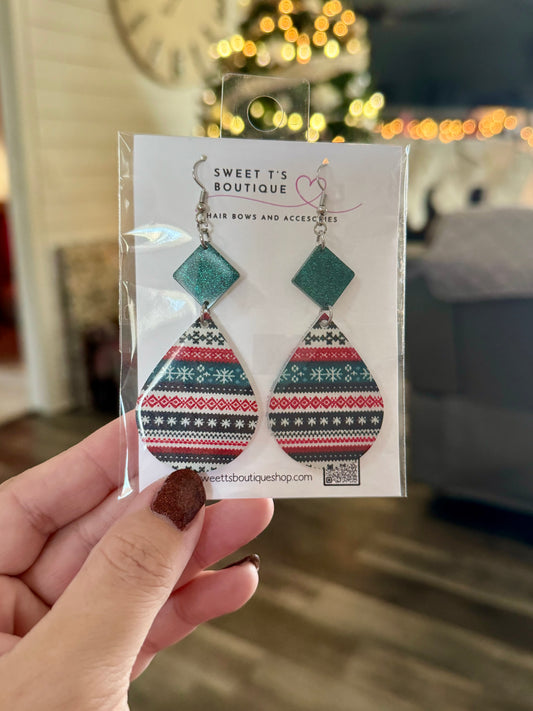 Christmas Sweater Teardrop Earrings