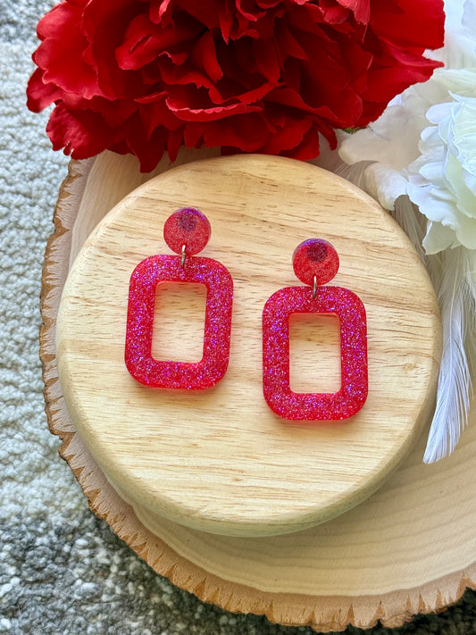 Pink Glitter Resin Earrings