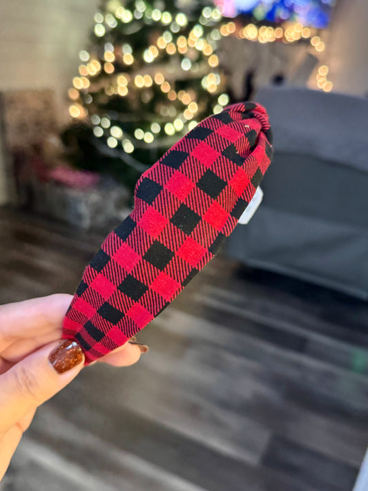 Buffalo Plaid Knotted Headband