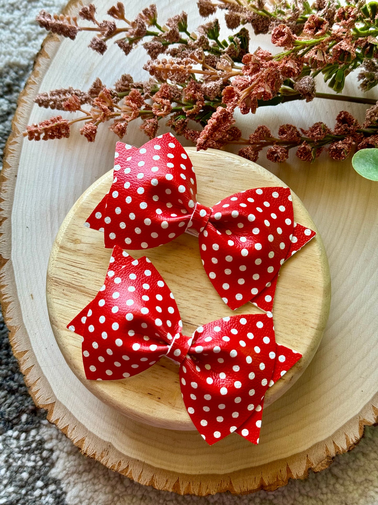 Large Leather Red Dot Piggies